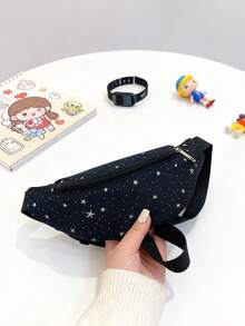 1个女童星形尼龙轻便拉链腰包，时尚腰包，适合秋冬季日常穿着