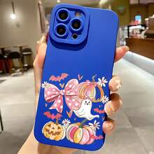 2026 nueva funda de teléfono mate, funda de teléfono con estampado de fantasma, calabaza y murciélago de Halloween para iPhone 14 13 12 11 Pro Max y  Galaxy S23 S22 S21 S20 Ultra Plus, protector de teléfono, funda de pareja, regalo para novio o novia, regalo de vacaciones, adecuada para iPhone 11 a 17, serie - Azul Klein - Ver 2