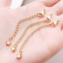 1pc Bracelet Chain Extender Curb Chain Extension Zirconia Brass Metal Star Moon Heart Shaped Charm Extension Curb Chains Tails For Jewelry Making Necklaces Bracelets DIY Crafts Supplies - Multicolor - View 5