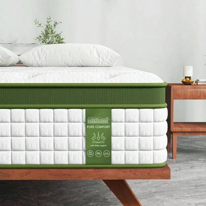 Single Latex Hybrid Mattress, 34cm Medium Cooling Regulating Foam, Euro Top, 5 - Zone Pocket Spring Support Pressure Motion