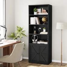 Estantería Industrial de 4 Niveles con Puertas y Estantes de 30 cm de Profundidad para Recámara Sala de Estar Oficina en Casa - Negro - Ver 3