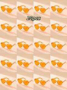 14pcs, 5pcs, 30pcs, 12pcs, 15pcs Combo Pack, 1 Style Random Color Bear Design Unisex Heart Shaped Fashionable Glasses, Suitable For Party, Wedding, Gift, Festival Accessories, Women Casual Outfit, Beach Accessories, Women - Multicolor - View 29