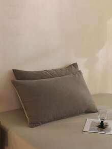 1 件巧克力棕色和卡其色枕套，可洗 - 咖啡棕 - 查看 4