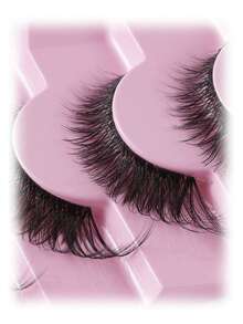 7对自然猫眼假睫毛，狐狸眼假睫毛，整条透明带柔软蓬松交叉纤细浓密仿貂毛假睫毛，适合日常和派对妆容 - 持久自然的睫毛嫁接 - 濃密款 - 查看 4