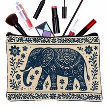 Blue And White Porcelain Elephant & Floral Pattern Makeup Bag, Lightweight Foldable Zipper Toiletry Bag, For Travel Toiletries, Cosmetics, Stationery Organizer Pouch, Perfect Gift For Women, Teachers, Animal Lovers Toiletries Bag Travel Toiletry Bag Wash Bag Shower Bag Large Capacity Packing Cubes Travel Essential Vacation Essentials - Multicolor - View 7
