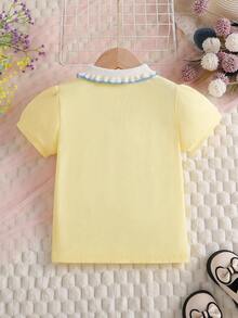 Camiseta de algodón de manga corta para niñas, nueva camisa polo de verano para niños - Amarillo - Ver 2