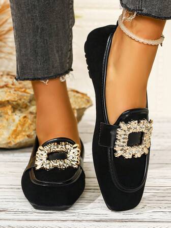 Women's New Buckle Leopard Print Elegant Fashion College Style Flat Slip-On Loafers, Soft Sole Versatile Flats Suitable For Shopping And Vacation