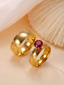 2pcs Stainless Steel Elegant Couple Rings, Suitable For Men And Women, Daily Wear, Festivals, Engagements, Weddings, Gift (With Box)