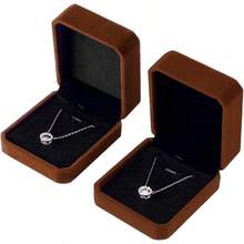 GSYY 1Pcs Velvet Necklace Pendant Gift Box Ewelry Gift Box Coffee Color - 白色 - 查看 3