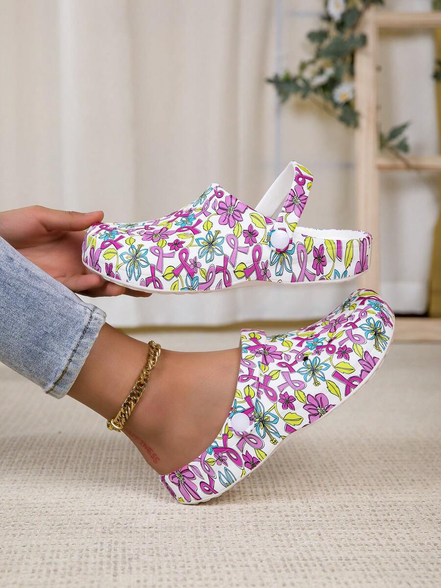 Nouvelles chaussures de jardin pour femmes, mules plates ajustables, sandales de chambre/voyage/plage, mules à bout fermé - Multicolore - Voir 1