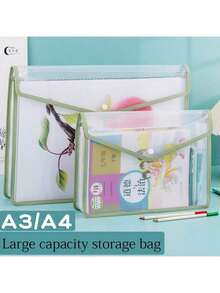 A4 Transparent File Bag For Supplementary Lessons, Student Test Paper And Textbook Storage Bag, Large Capacity A3 Waterproof Art Bag Document Bag, Miscellaneous Storage Bag - Multicolor - View 3