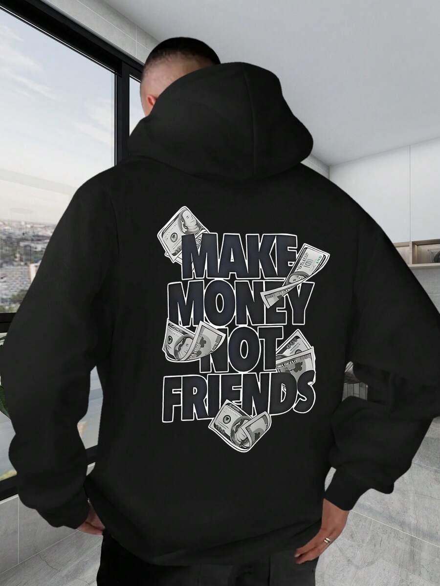 Sweat-shirt à capuche pour homme - Noir - Voir 1