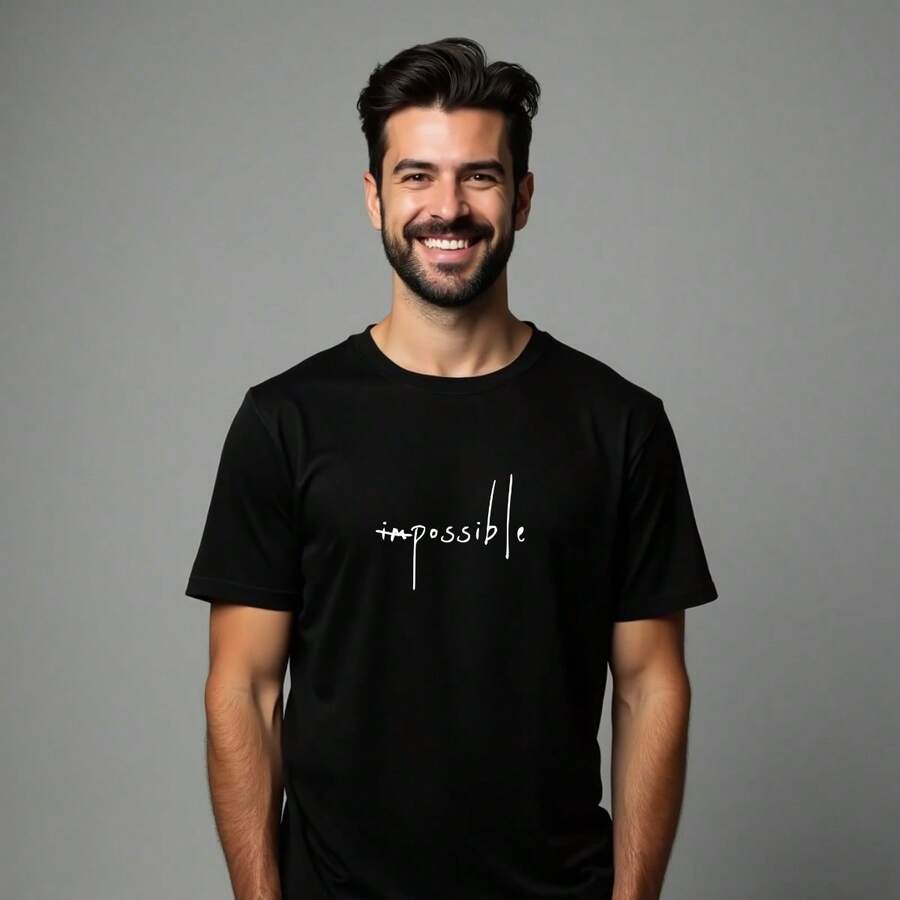Comfortable Minimalist Printed T-Shirt - Negro - Ver 1