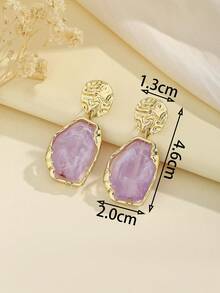 1 Pair Bohemian High-End Subtle Minimalist Resin Classic Versatile Earrings - Mauve Purple - View 4