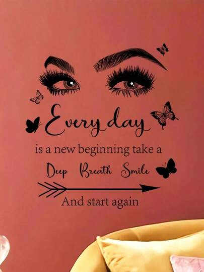 2pcs Motivational Wall Decal Quotes Every Day Is A New Beginning Vinyl Wall Stickers Positive Word Letter Decals Inspirational Wall Sticker Bedroom Living Room Bathroom Office Yoga Decor11.8X11.8inchX2