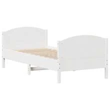 vidaXL Massivholzbett Ohne Matratze, Weiß, 75x190 Cm, Kiefernholz - White - View 8