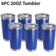 6 taza de viaje de acero inoxidable de 30 oz, termo aislado con vacío, sin carga - Ideal para bebidas frías y calientes, regalo perfecto para Navidad y Halloween, taza de viaje para café - Azul - Ver 2