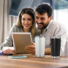 1 taza de viaje de acero inoxidable de 30 oz, termo aislado con vacío, sin carga - Ideal para bebidas frías y calientes, regalo perfecto para Navidad y Halloween, taza de viaje para café - Blanco - Ver 10