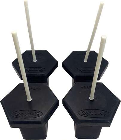 Markwort 4 Pack Negro Base de Goma Enchufe con indicador de Blanco Individual