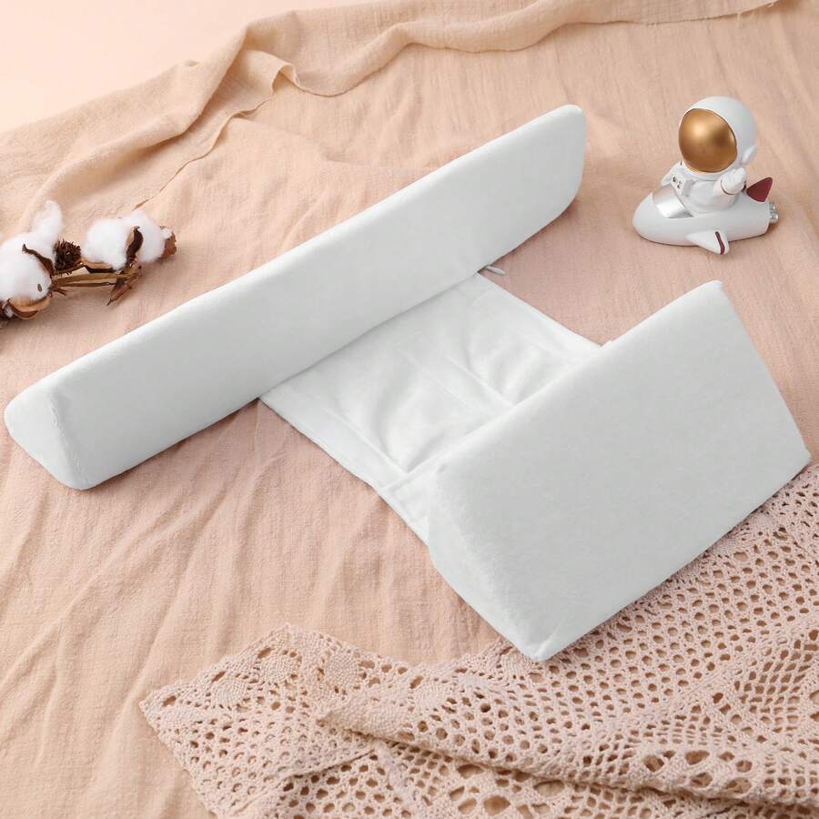 Baby Side Pillow, 45° Inclined Triangle Support Pillow With Invisible Zipper, Removable Pillowcase - White - View 1