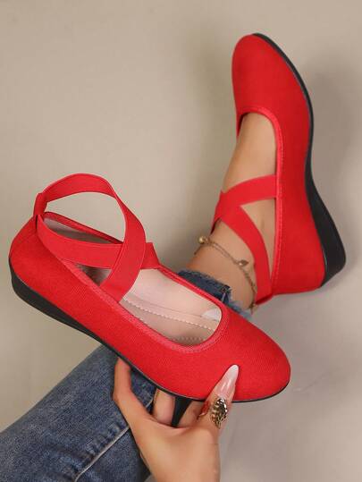 2025 Women's Fashion Red Soft Bottom Dance Shoes, Comfortable & Versatile For Square Dancing, Workout, Home Wear