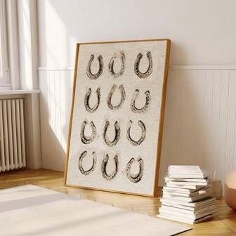 1 st inramad/oramad västerländsk hästsko-canvasposter vintage cowboy cowgirl rustik väggkonsttryck minimalistisk estetisk dekor retromålning för studentrum, vardagsrum, sovrum, modern heminredning