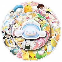 50pcs 3D Sanrio Food Stickers, Cute Cartoon Melody, Pompompurin, Waterproof Decorative Stickers
