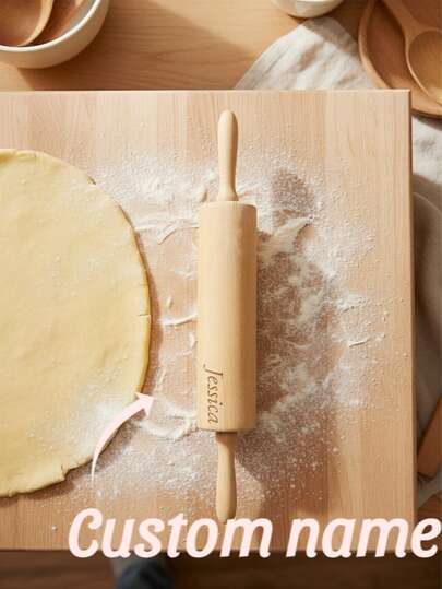 1 Stück personalisierte Nudelholz mit Text, individualisiertes hölzernes Nudelholz mit Text, personalisiertes Nudelholz, individualisiertes Nudelholz mit Text, personalisiertes Küchengeschenk, Heimdekoration, Kochutensilie, Backgeschenk, exquisites Geschenk
