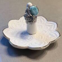Conch Shape Jewelry Dish Ceramic Holder Ring Trinket Tray, Ocean - Themed Decorative Trinket Dish, Suitable Mother Friend Sister, Gifts Women, Home Decor Trinket DishSea Blue - 白色 - 查看 5