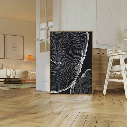 1pc Frameless Tree Ring Wall Art Large Scale Abstract Print, Wood Slice Nature Art Scandinavian Decor, Black Beige Minimalist Poster For Living Room Bedroom Dorm, Perfect Gift & Party Decoration With Birthday Gift, Funky Posters, Room Decor Bedroom, Decoration, Prints For Wall, Vintage Decor, College Dorm Essentials