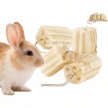 4PCS Rabbit Loofah Chew Toys, Organic Natural Loofah Toys Teeth Cleaning Bath Tools, Handmade Fiber - Rich Bunny Chew Toys Guinea Pig, Hamster, Rat, Chinchillas - 最初的 - 查看 2