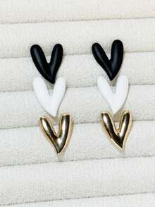 3 pares de pendientes con estampado de leopardo y corazón rojo pintado, adecuados para uso diario, excelente regalo de Navidad - Multicolor - Ver 13