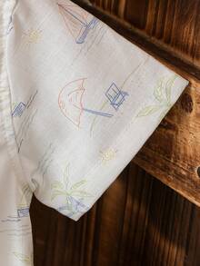 Boys' Casual Turndown Collar Short Sleeve Shirt, Summer - White - View 3