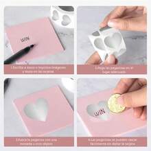 Etiquetas Adhesivas para Rascar 4PCS, 1200 piezas Etiquetas Circulares Adhesivas, Pegatina Rascable de 2.5 cm para Bodas, Fiestas, Revelaciones de género - Corazón de plata - Ver 4