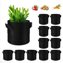Thích hợp cho làm vườn, trồng cây trong sân, trồng cây trên ban công trên mái nhà, xô trồng cây bằng vải nỉ có tay cầm, túi trồng cây bằng vải không dệt màu đen, túi trồng cây bằng vải nỉ trồng hoa và khoai tây giống, túi trồng cây, chậu hoa - Nhiều màu - Xem 4
