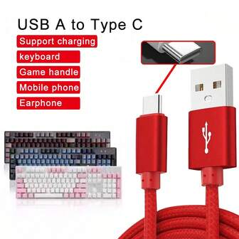 USB A To Type C Charging Cable 3.3ft/6.6ft/9.9ft, Nylon Braided USB A To USB C Charge Data Cable, USB-C Car Charger Cord Compatible With Samsung Galaxy S25 S24 S23 S22 S21 S20 A07 M07 Cell Phone Fast Charge Cable