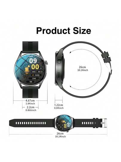 New 1.5" HD Touch Slimme Horloge Dual Straps, LED Torch, Wireless Calling, Weather Fitness Tracking, IOS roid Compatible view 2