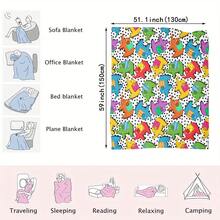 1pc Cute Elephant Pattern Printed Blanket, Washable, Knitted Flannel Blanket, All-Season Multi-Purpose Warm Blanket, Home Bedroom Office Shawl Leg Cover Conditioning Blanket - Grey - View 4