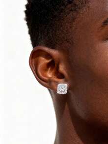 2 件装百搭闪亮锆石耳钉，方形镶钻耳环，嘻哈风饰品，男女皆宜，适合日常佩戴，嘻哈旅行度假饰品，送给朋友或彼此的礼物