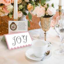 15/30 Pcs Scalloped Seat Cards, 2 X 3.5 Inch Blank Tente Place Cards, Paper Material Seat Assignment Label Card, Name Cardstock, Table Post Cards, Table Cards Label For Birthday Party Wedding Setting(Pink & Green & Purple & Black Available) - Multicolor - View 4