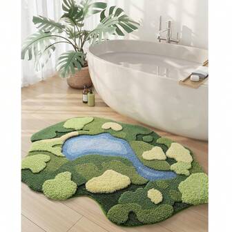 Moss Bath Mat, Ultra Thick Soft Green Bathroom Rug, Water Absorbent Non Slip Microfiber Bath Rugs For Bathroom Floor, Shower, Sink, Bedroom, 20"X32"