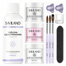 Kit de démarrage pour ongles en acrylique SAVILAND : Kit pour débutants en ongles acryliques, comprenant un ensemble d'ongles en gel avec poudre acrylique transparente, blanche et rose, monomère EMA et pinceau acrylique pour extensions d'ongles, nail art 3D et manucure maison. - Multicolore - Voir 1