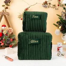 个性化圣诞礼物：绣有名字的化妆包，是伴娘礼物、婚礼回礼、旅行洗漱包、化妆包、女士生日礼物和母亲节礼物的理想之选——也是完美的婚礼礼物，或在节日期间送给母亲和家人的贴心礼物，少女时代风格 - 彩色 - 查看 11