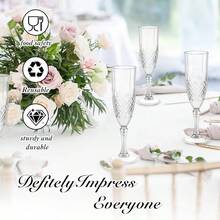 Pcs Champagne Flutes Plastic Wine Glasses Plastic Goblets Reusable Champagne Flute For Wedding Hotel Bar Bachelor Parties White - trắng - Xem 4