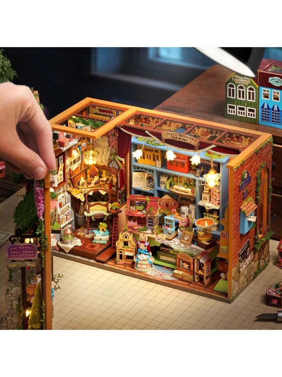 Juego de estantería del Reino de los Cuentos de Hadas, Modelo de construcción de rompecabezas 3D, Kit de manualidades de casa en miniatura DIY, Decoración de dormitorio de madera, Adecuado para adolescentes y adultos como regalo de Navidad/cumpleaños - Multicolor - Ver 1