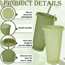 Pcs Green Glitter Plastic Cups With Lids And Straws 24 Oz Reusable Tumbler Large Travel Mug Cup Coffee Beverage Drinks Party Plies For Christmas Wedding Bridal Baby Shower Birthday - GreenGlitter - View 3