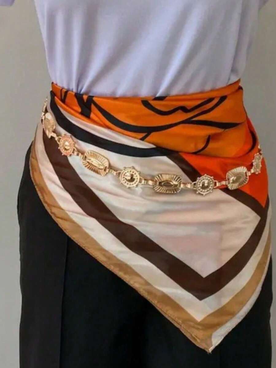 Women's Vintage Chain Belt, Silver And Gold Waist Chain, Dress Waist Designer Belts For Women, High Quality Adjustable Punk Corset. - Vàng - Xem 1