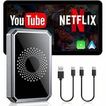 Wired To Wireless Carplay Adapter With Built-In // APP To Play Video On A Car Screen (DO Not Support Vehicles With Built-In Wireless CarPlay), For  8-15 & Android 11+ - 黑色 - 查看 9