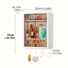 Wall Mounted Bathroom Non-Porous Dustproof Cosmetic Storage Box, Bathroom Wall Mounted Toilet Cabinet, Storage Rack - 白色 - 查看 4