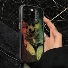Funda de Teléfono con Estampado de Perro Pomerania Arcoíris para iPhone 14 13 12 11 Pro Max y  Galaxy S23 S22 S21 Plus, Opción de Regalo Ideal para Todas las Temporadas - Plateado - Ver 4